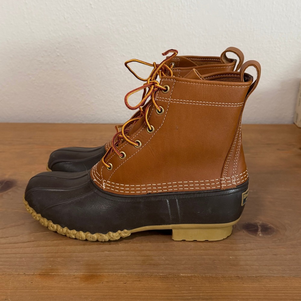 LL Bean Boots 8" Mens 9 M Duck Boots Tan Brown Waterproof Made in USA 175052 - Picture 7 of 14